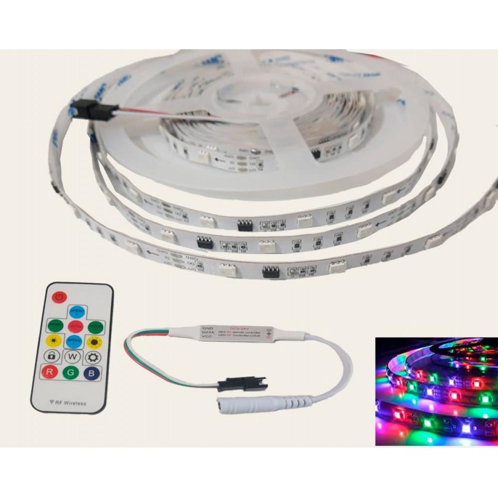 Fita Led 64L RGB 5050 24v IP20 12w 10mm  Rolo 5m (Ow)