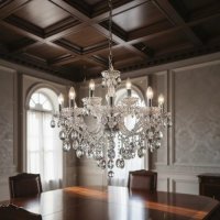 Lustre Maria Tereza Âmbar 8 Soquetes E14